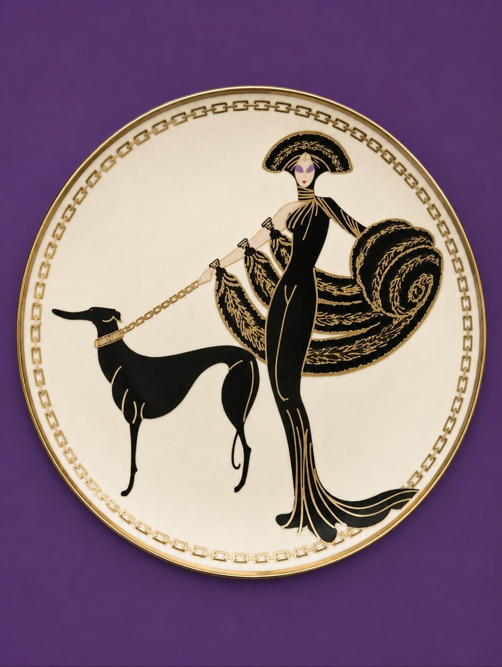 THE FRANKLIN MINT 1993 House of Erte Symphony in Black Porcelain Plate